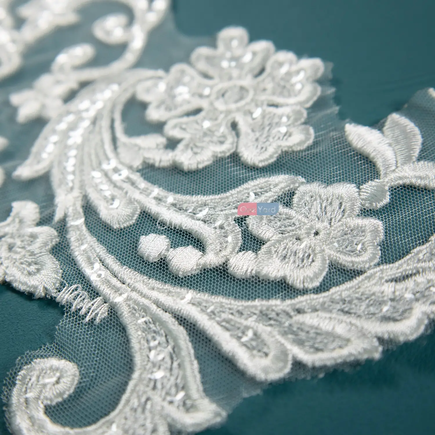sequins beaded embroidery lace applique
