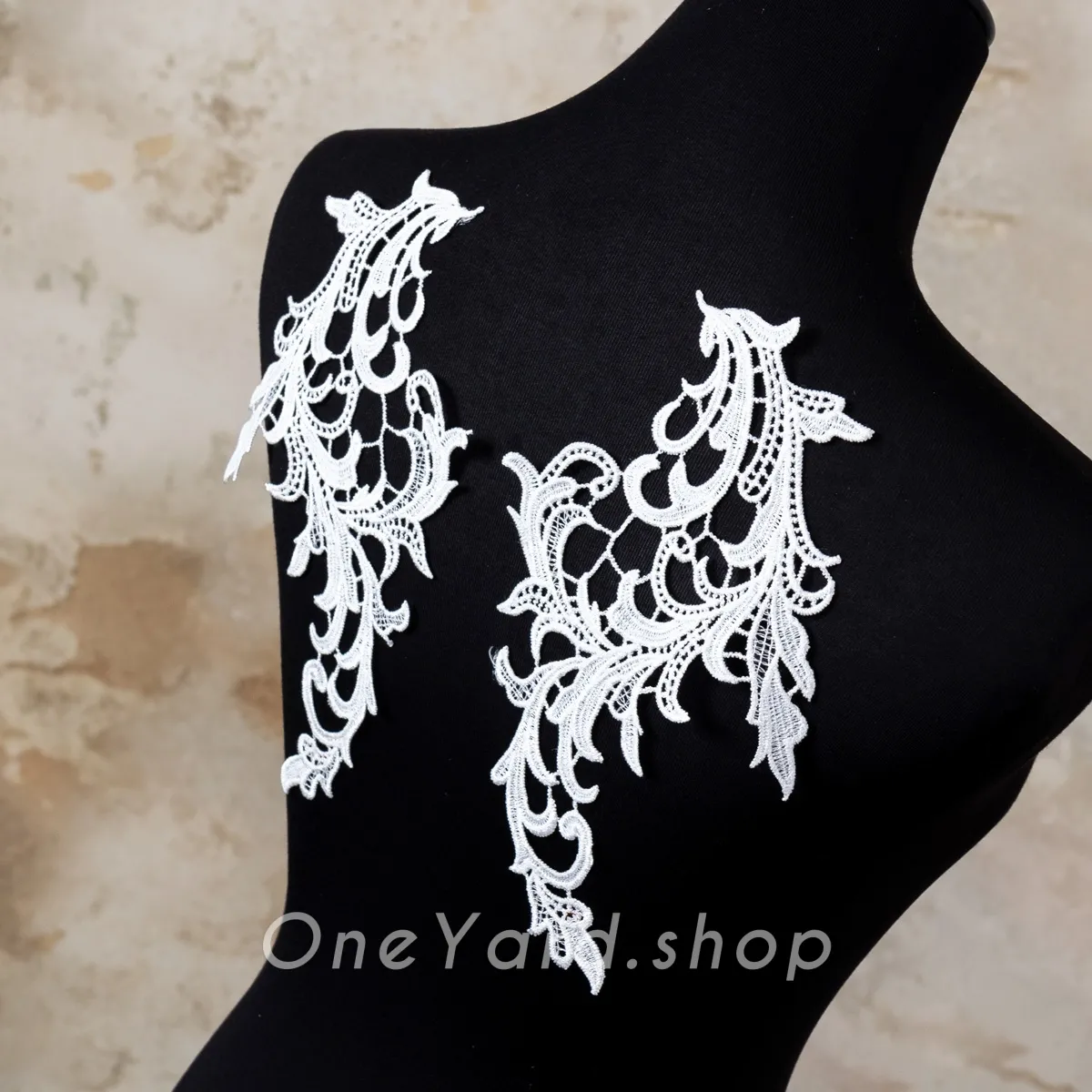 unique abstract off white lace appliques