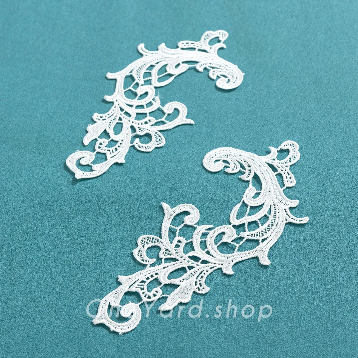 abstract off white lace applique for dress making