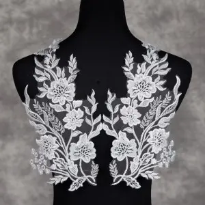 floral pattern light ivory lace appliques for veils