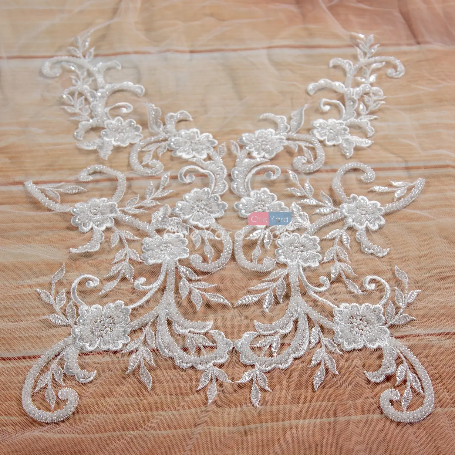 luxury beaded floral lace appliques