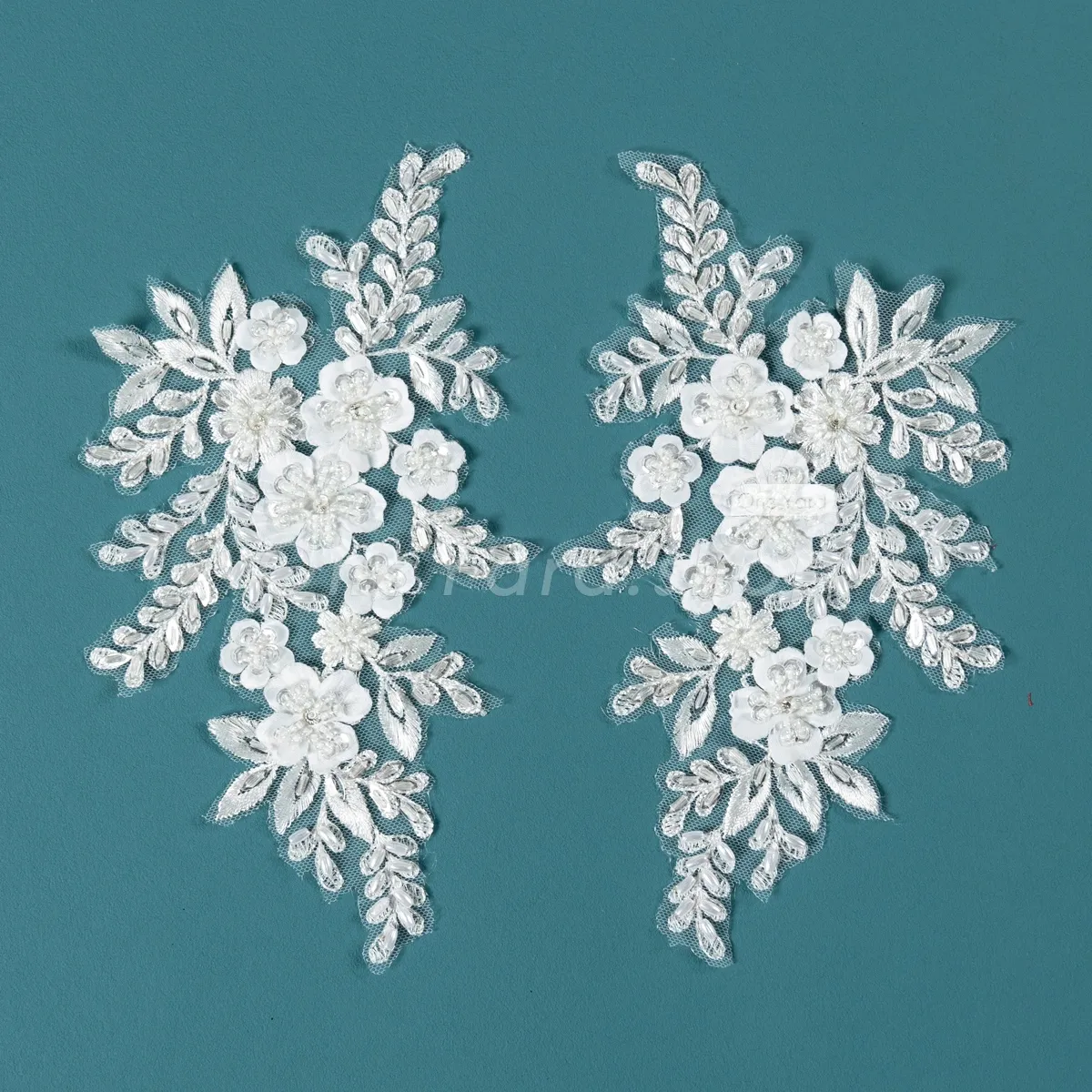 white beaded lace motif for dresses