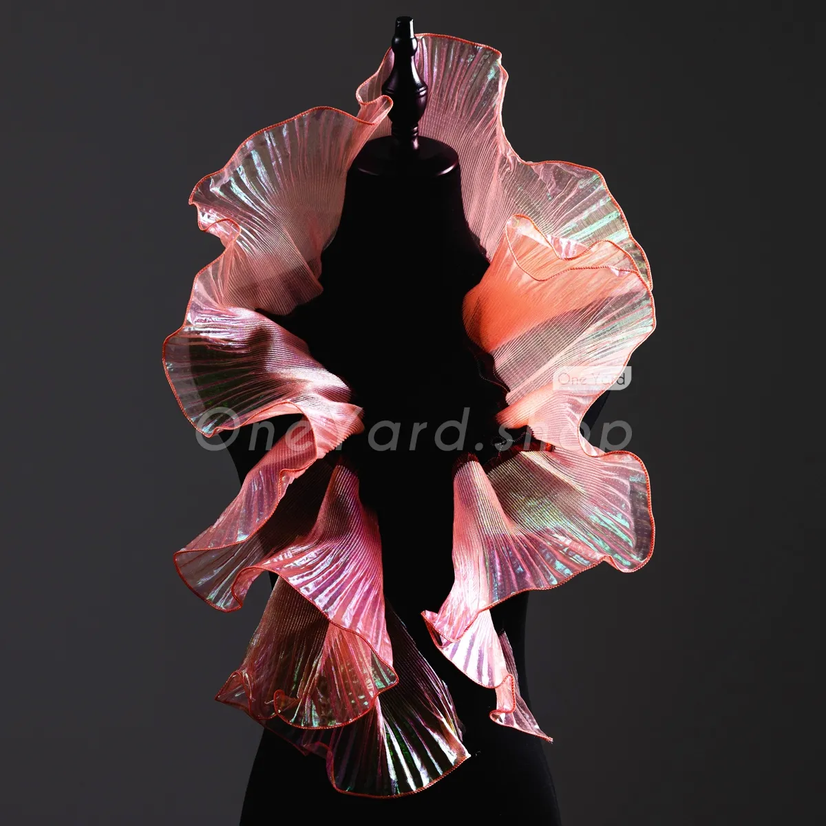 iridescent watermelon flounced 3d trim