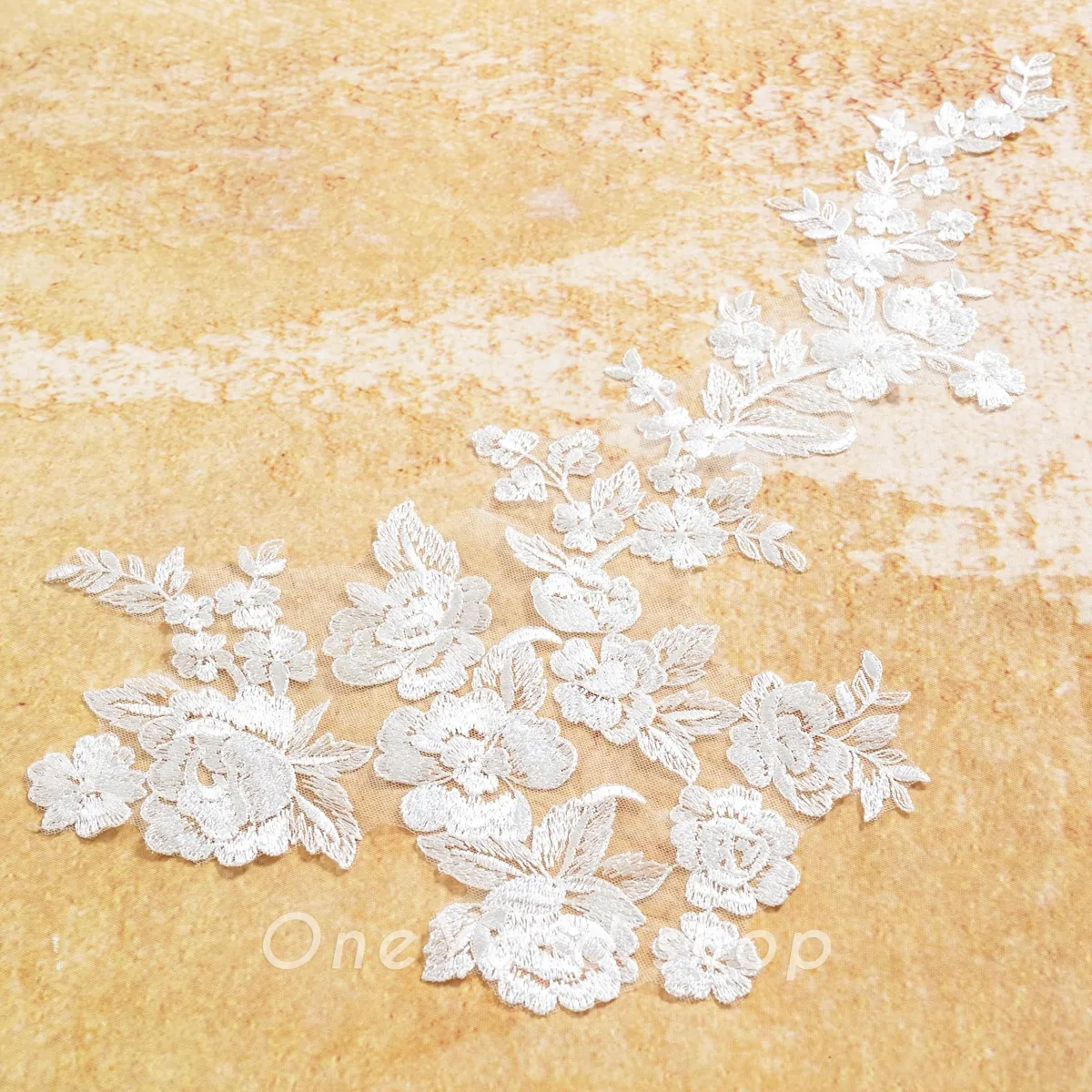 light ivory floral lace motif for bridal dresses