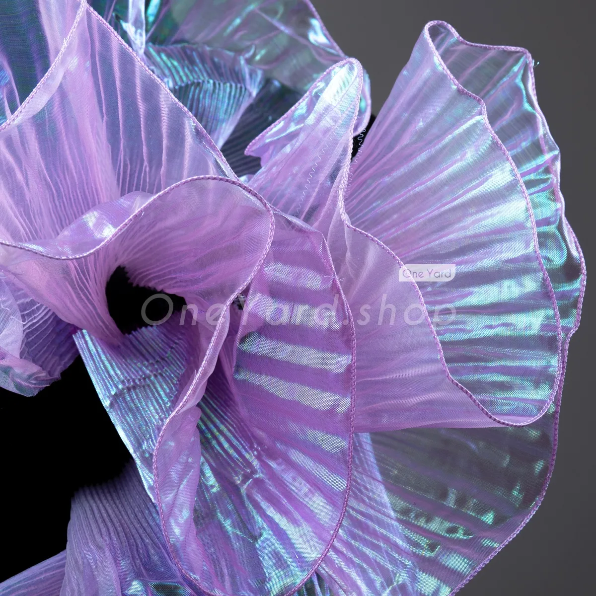 sheer lilac folding organza trim for wedding decor