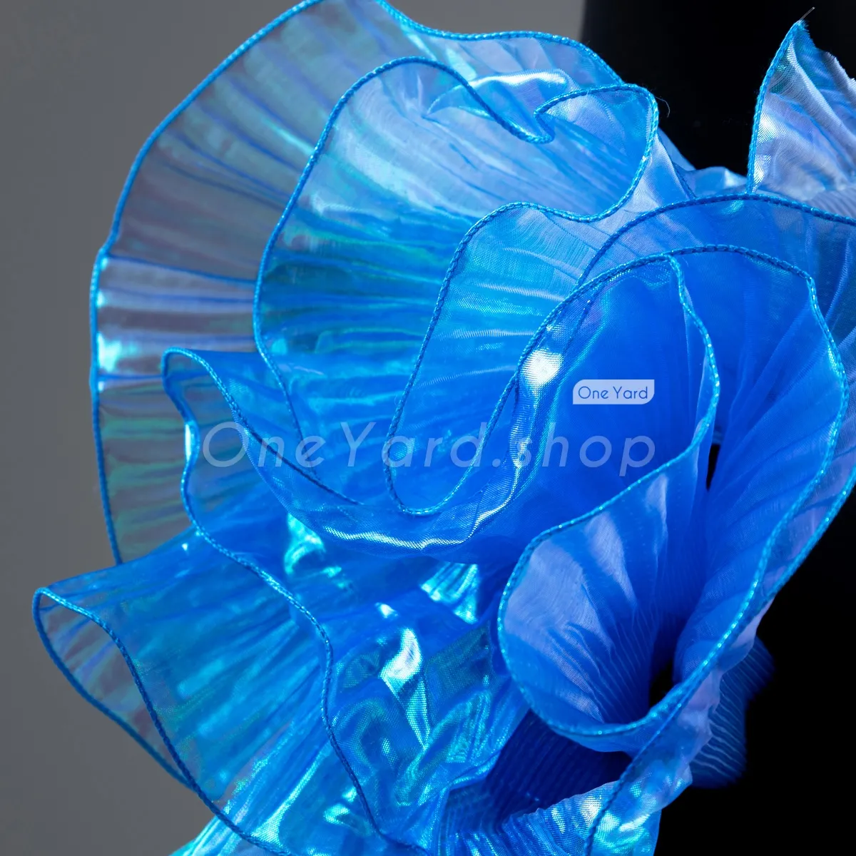 royal blue sheer organza ruffle trim for wedding decor