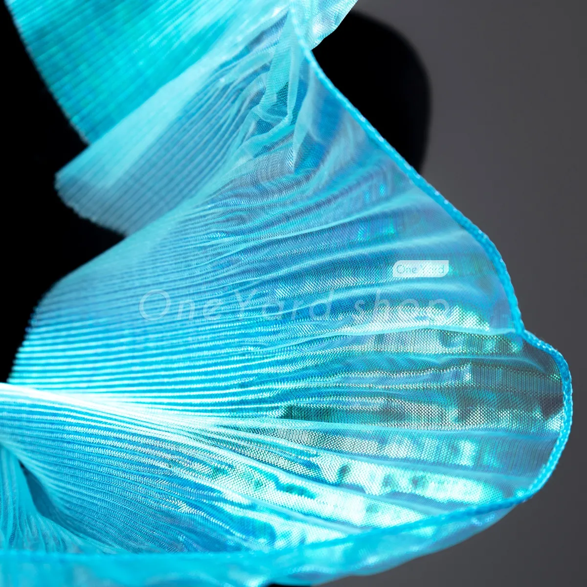 cyan sheer shirred organza big wave dress trim sold by the yard