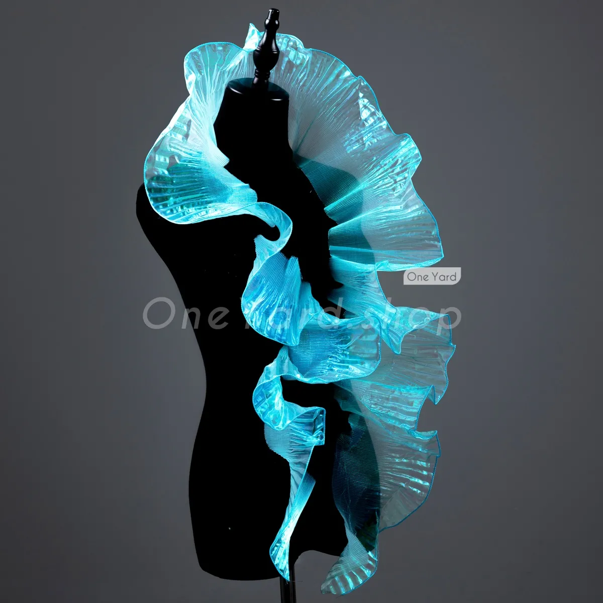 iridescent cyan organza big wave trim