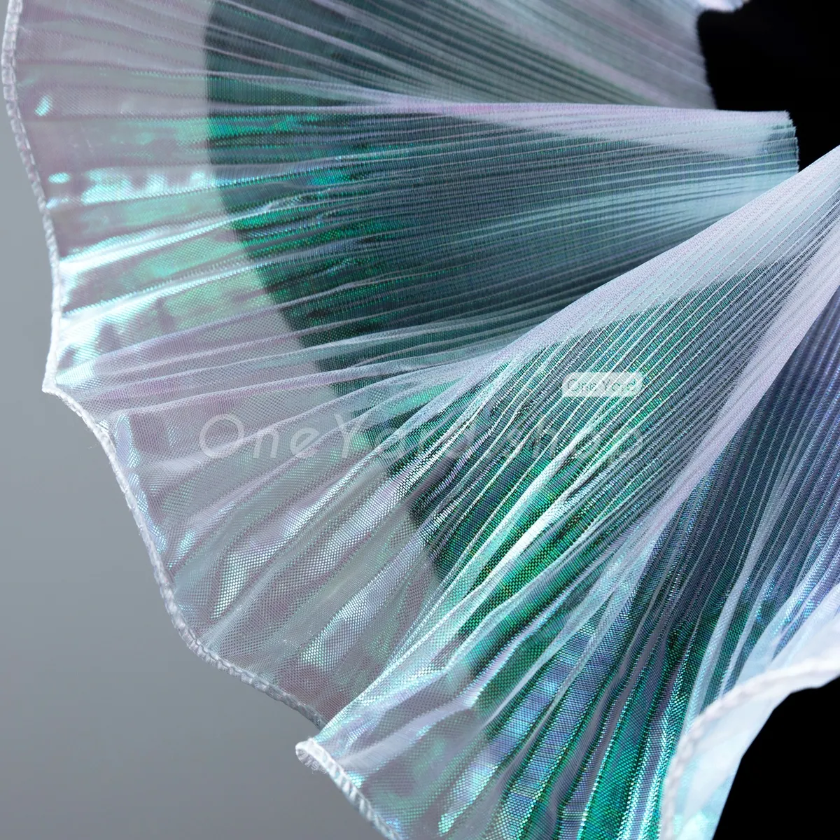 iridescent white pink pleated textured organza trim