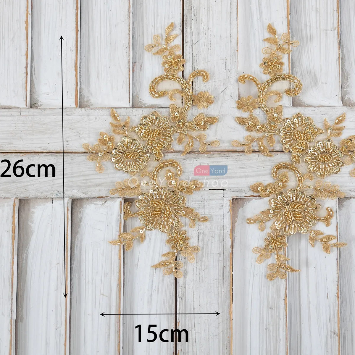 gold beaded floral pattern lace appliques for dresses
