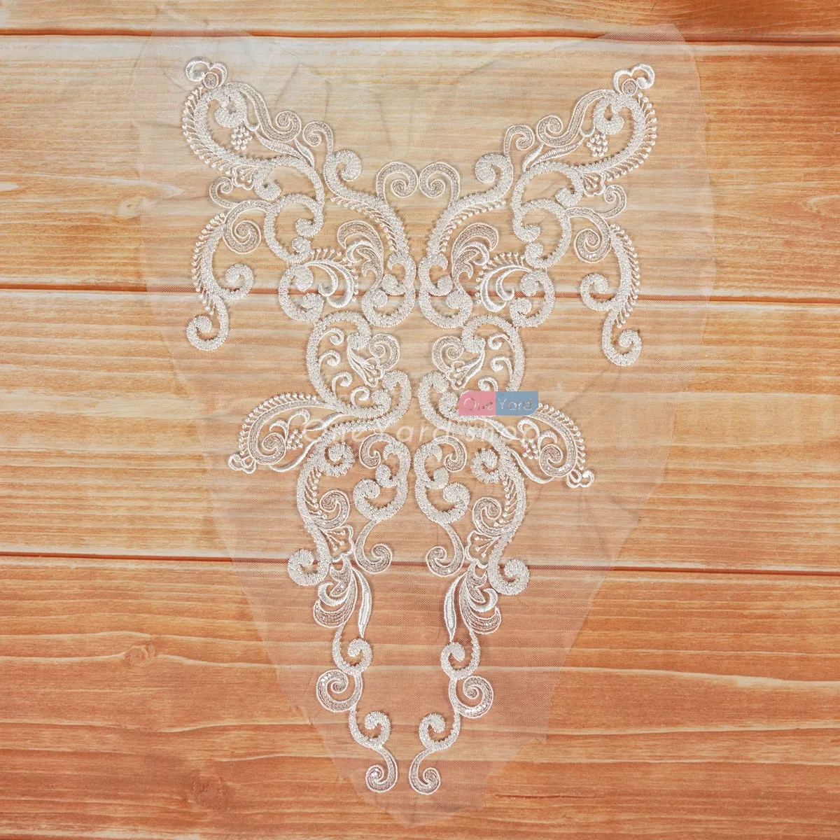 abstract pattern beaded lace applique for bridal dresses
