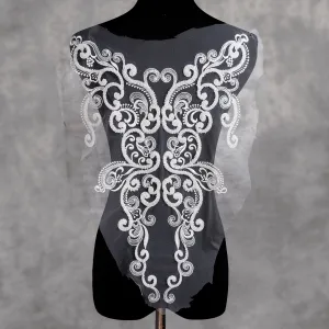 symmetrically abstract pattern beaded lace applique