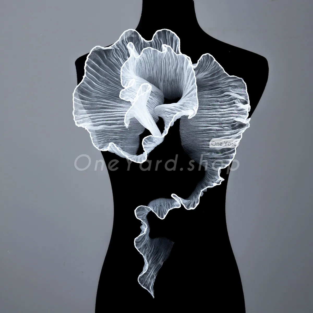 airy nature off white pleated organza trim