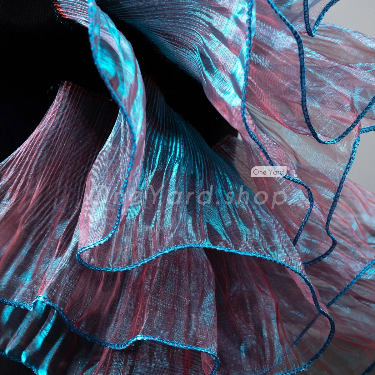 iridescent peacock blue and ruby