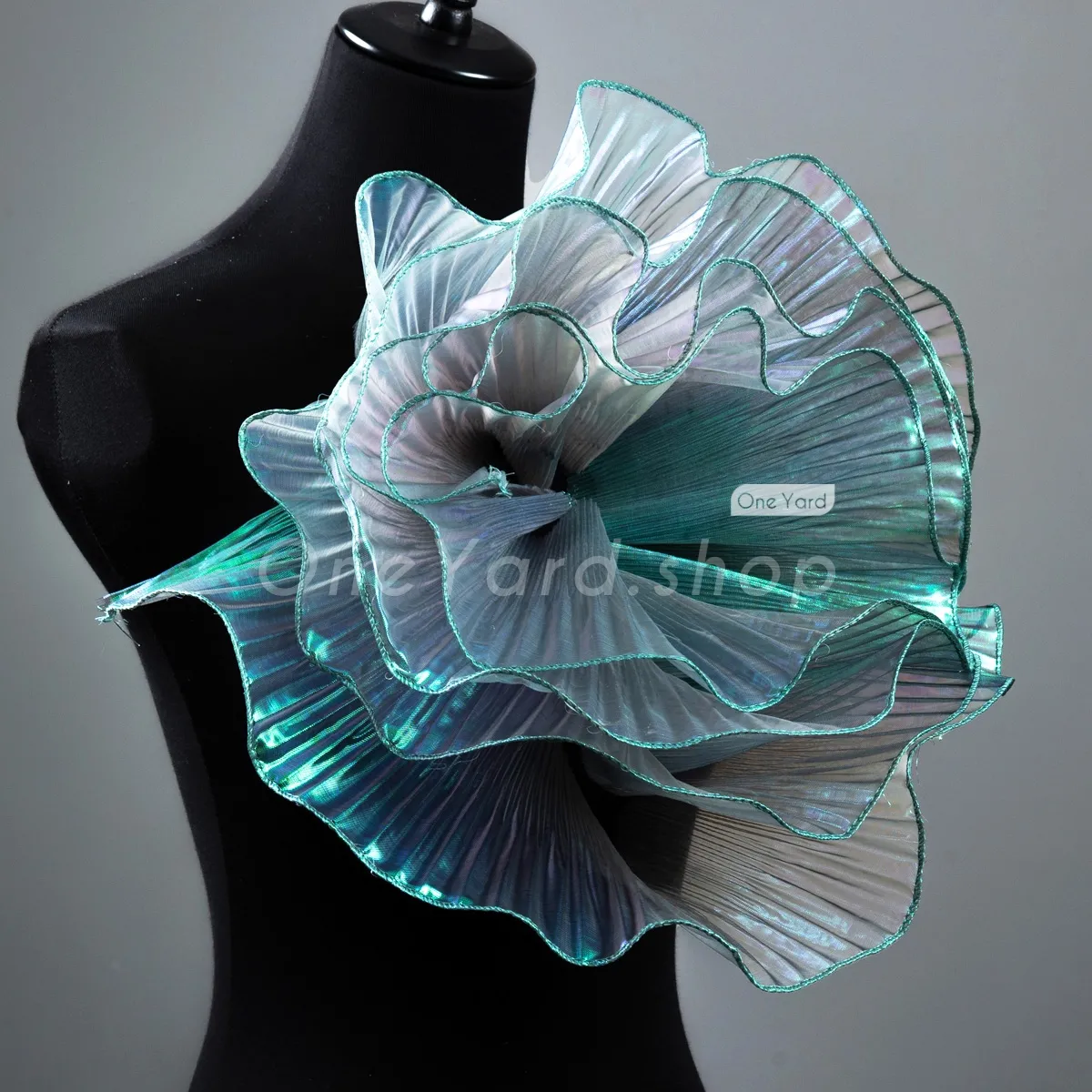 add elegance and sophistication with this green and gray organza trim