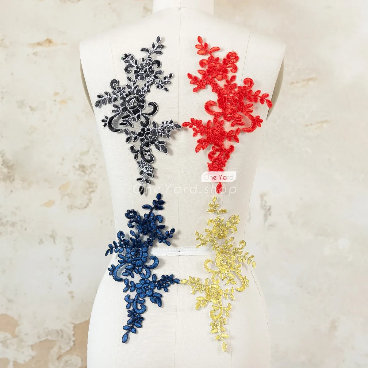 handmade diy bridal embroidered floral lace applique