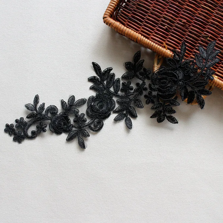 black floral lace applique for diy