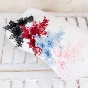 15 colors 3D lace appliques with flowers and leaves