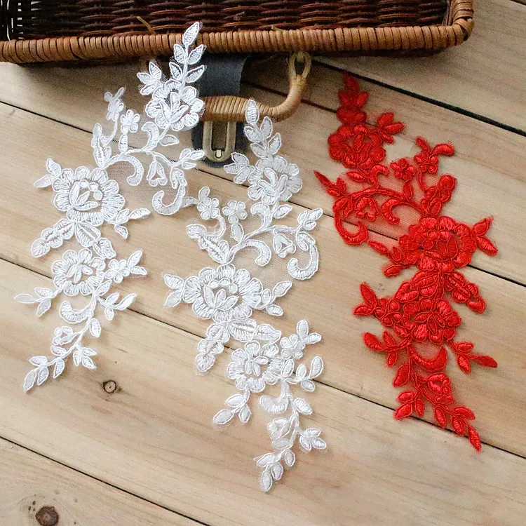 delicate floral lace appliques for dressmaking
