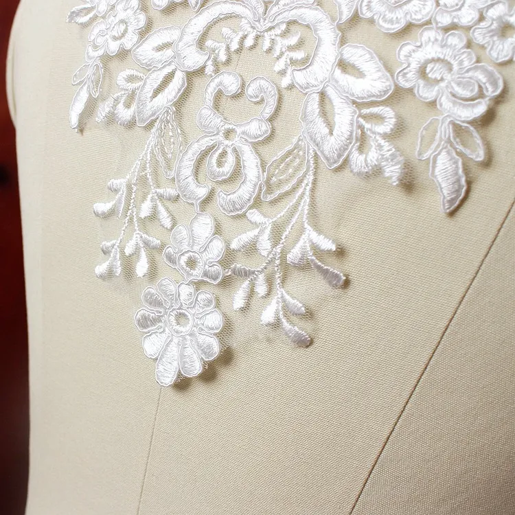 off white embroidery floral lace patch