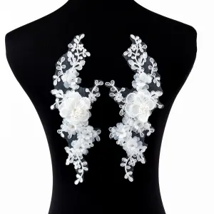 fairy pearled beaded 3d flower wedding lace appliques