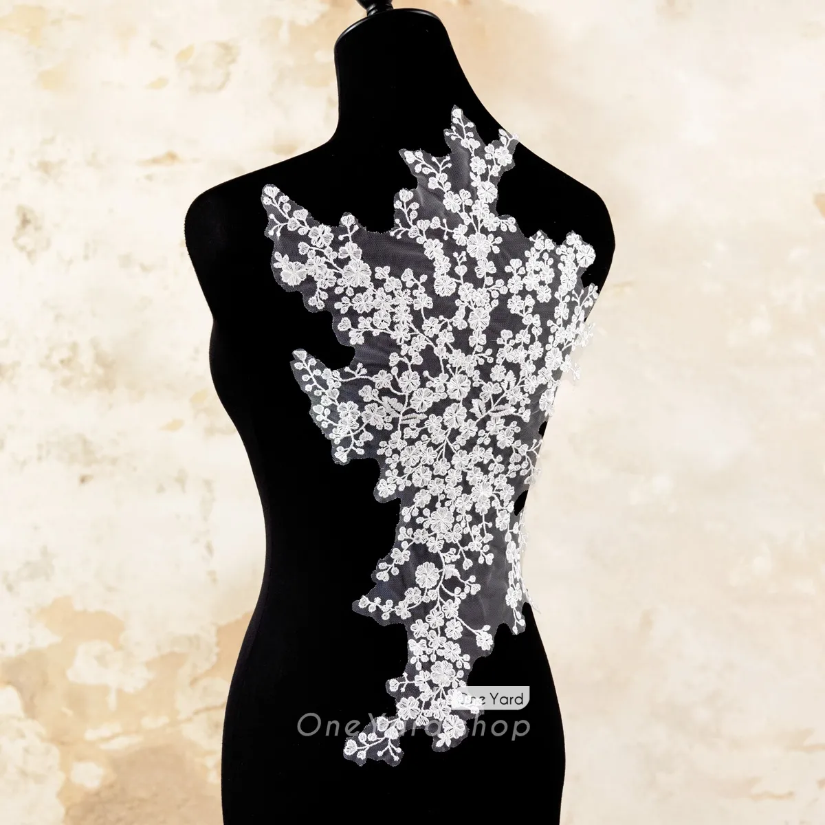 plum blossom lace applique for bridal bodice