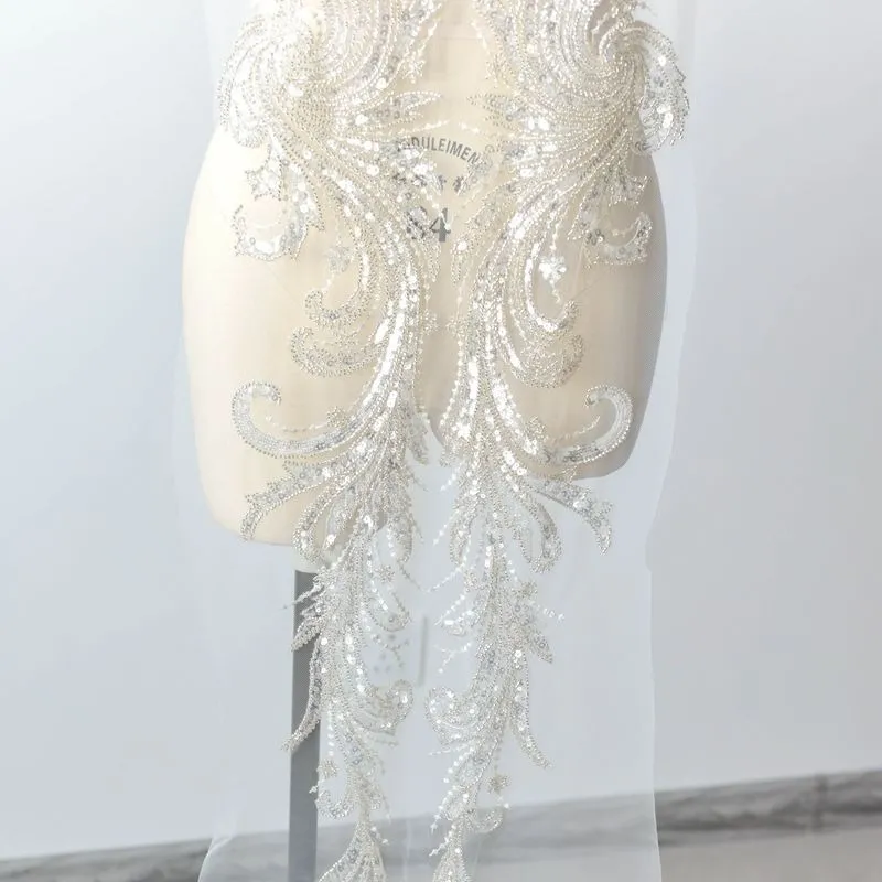 large size beading sequinned lace applique