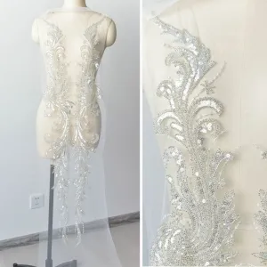 sparkly beading sequinned large wing lace applique