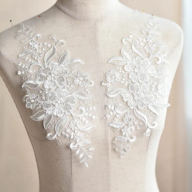 delicate floral lace patches for diy wedding dress