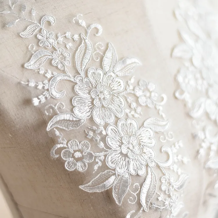 embroidery flower lace applique for bridal decor