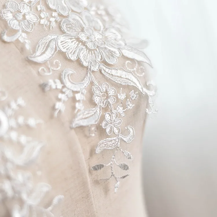 off white floral lace applique for bridal veil