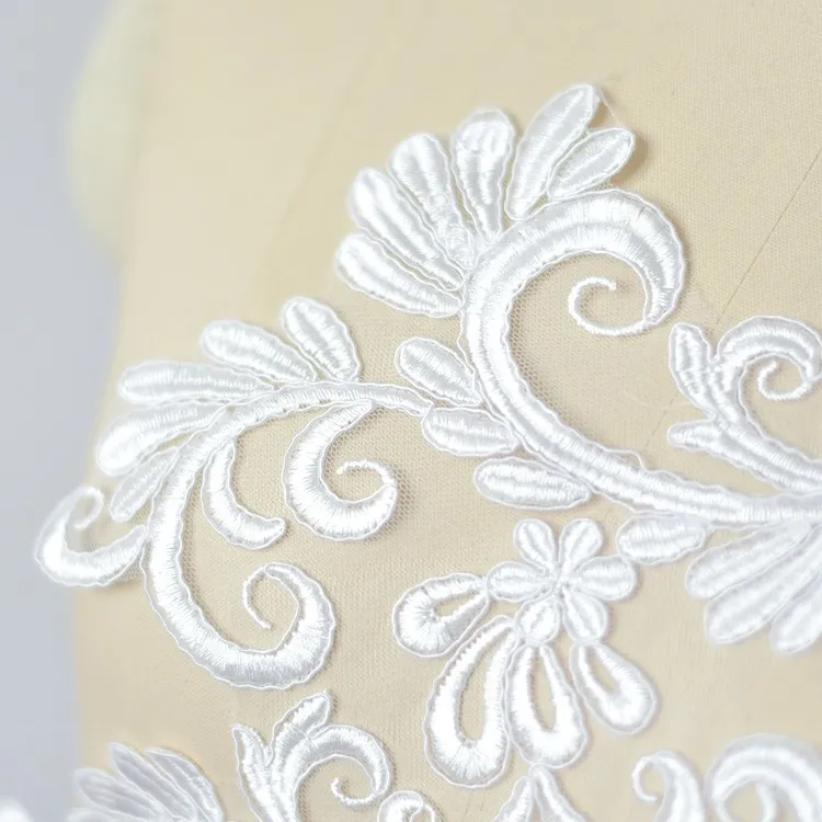 delicate embroidered floral lace applique
