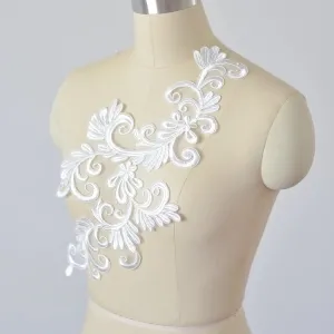 off white embroidery floral lace applique costume patch