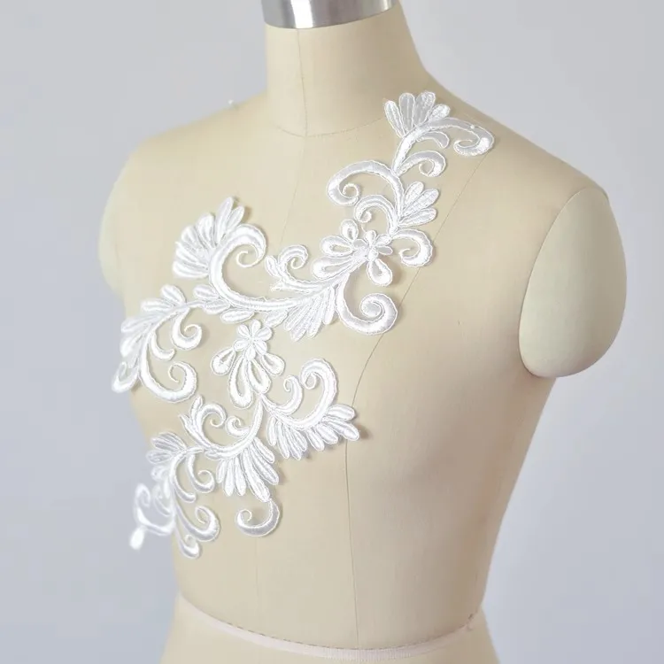 off white embroidery floral lace applique costume patch