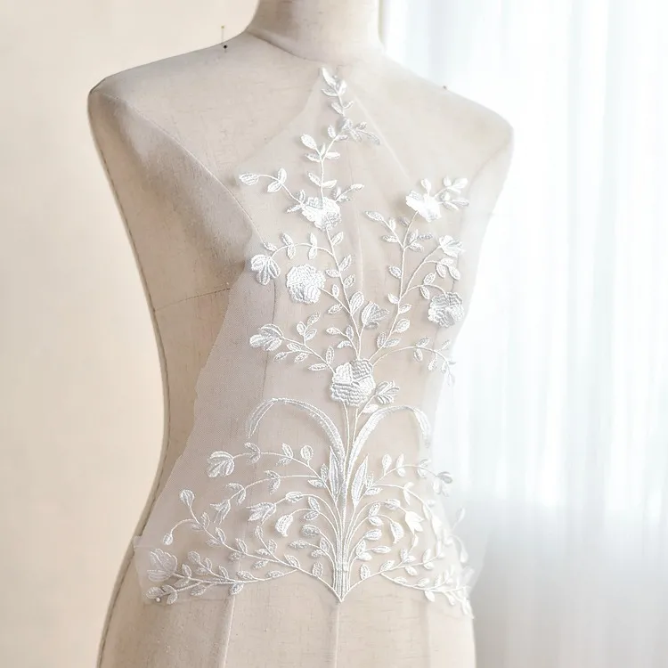 floral lace applique for bridal dress bodice