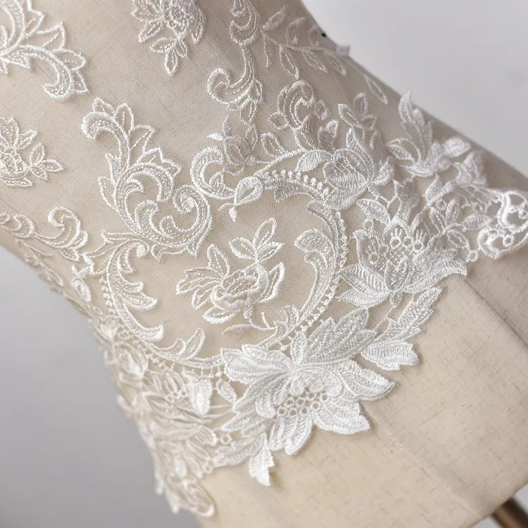 charming cotton bridal dress back lace applique