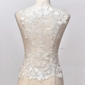 floral cotton lace applique material for illusion back
