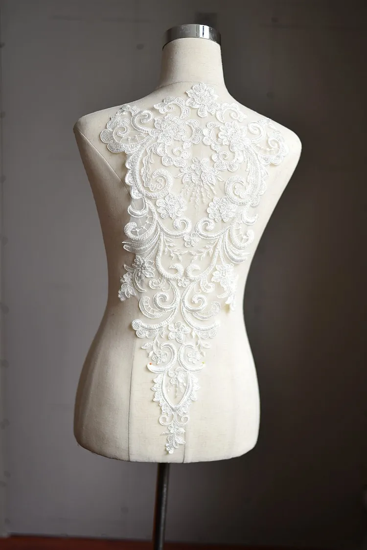 floral lace applique with delicte beading