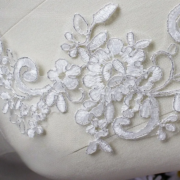 silver edged lace applique for diy accessories