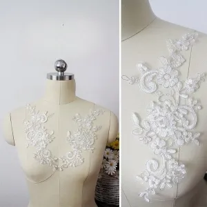 super elegant ab set silver edge floral lace applique