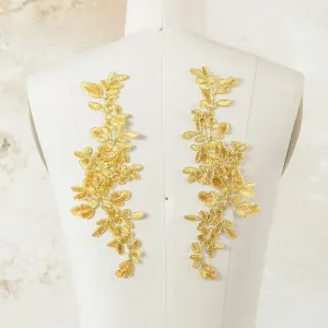 gold cord floral lace appliques for occasion dresses