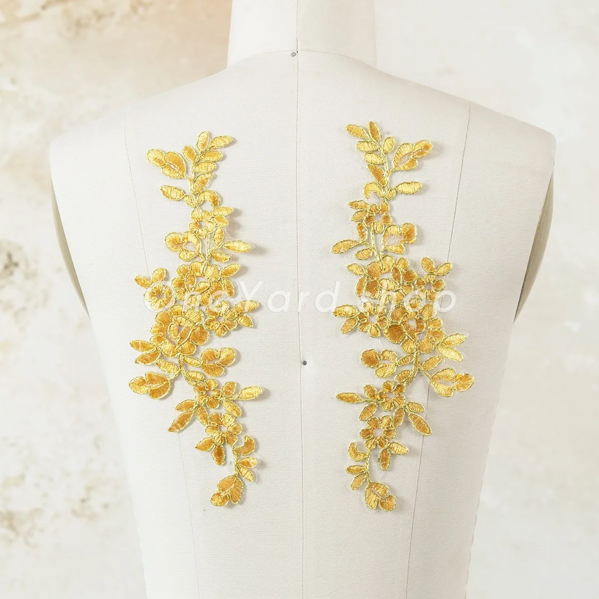 gold cord floral lace appliques for occasion dresses