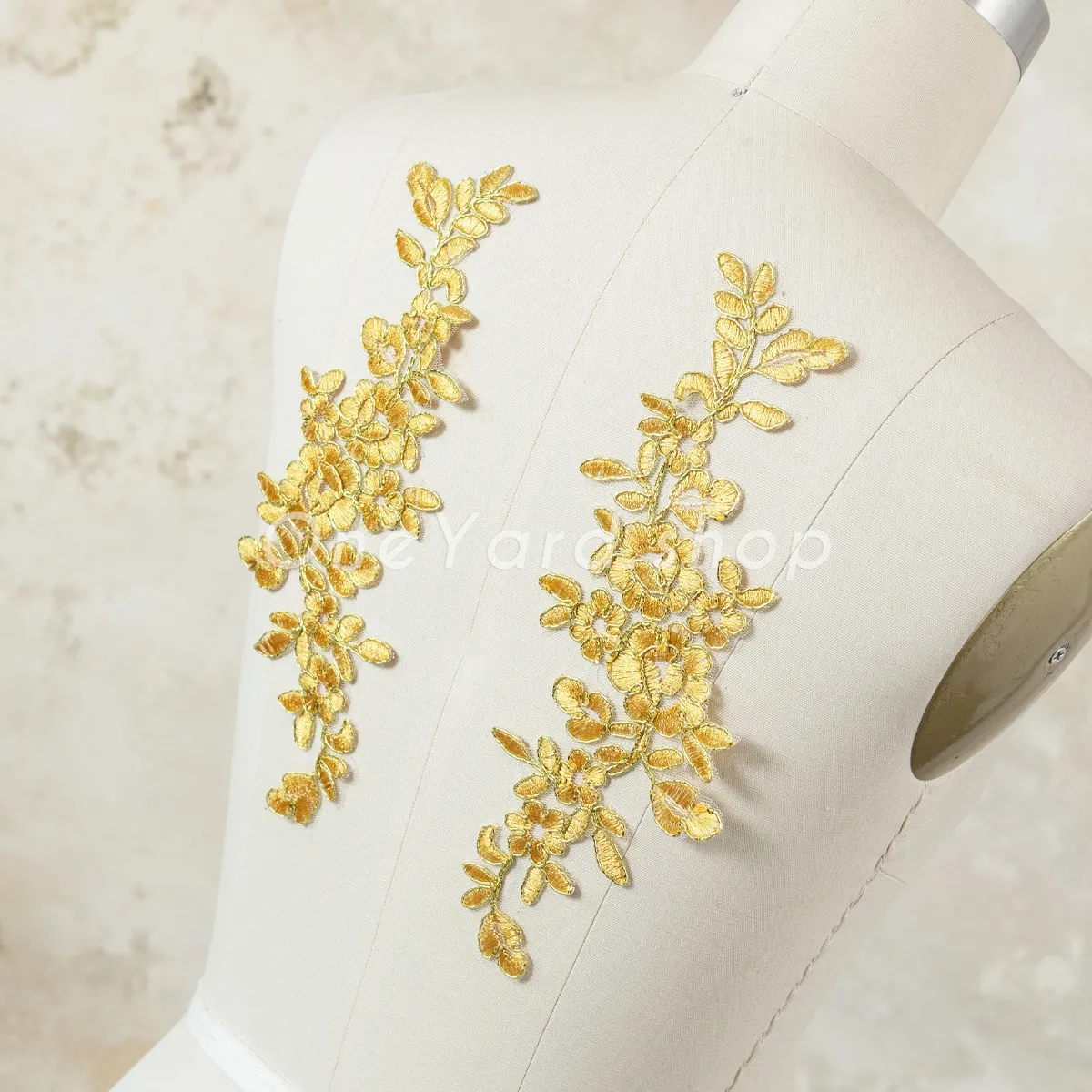 gold cord floral lace appliques