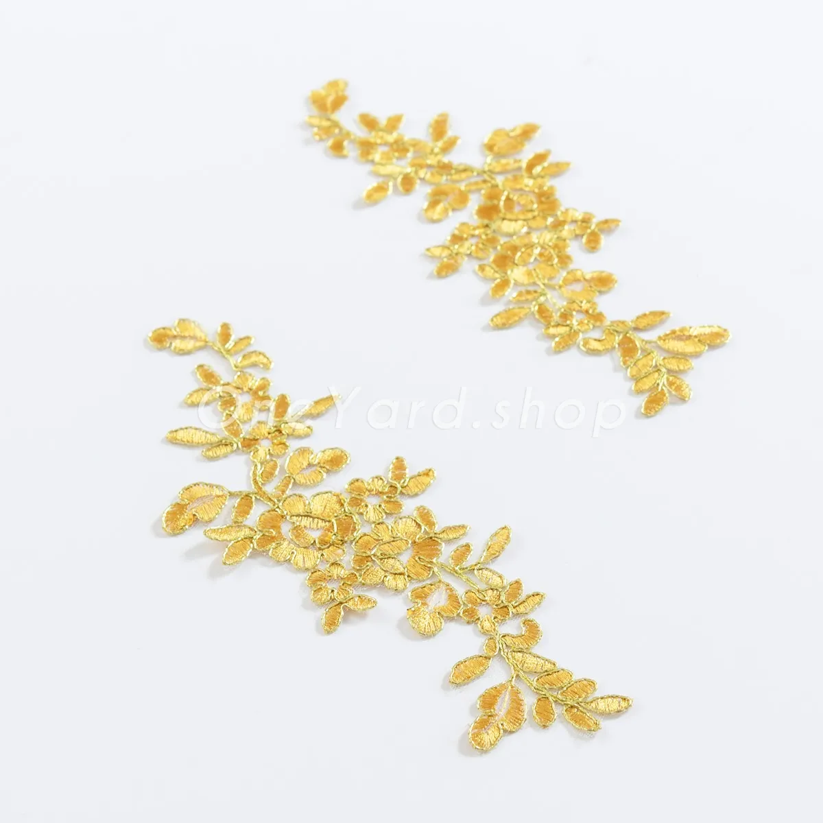 shiny gold cord floral lace appliques