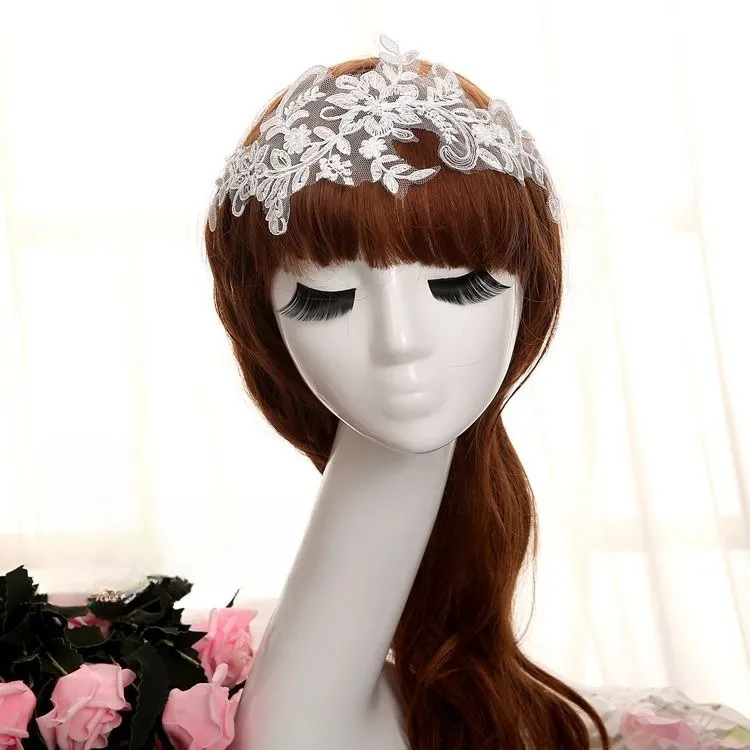 off white floral lace applique for bridal headpiece