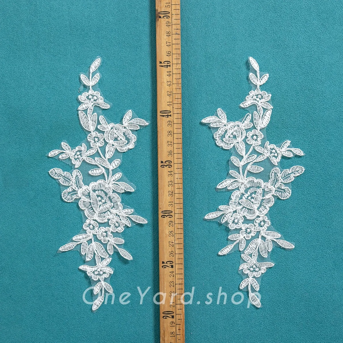 off white corded lace patches for dress decoration