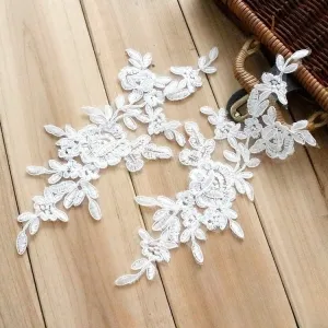 off white floral lace appliques for wedding gowns veils