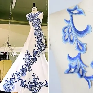 sequinned embroidery two tone lace patches for costume