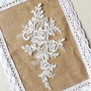 exquisite floral wedding lace motif applique by pair