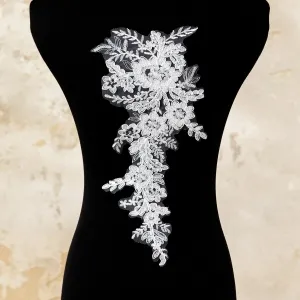 off white sequinned embroidery floral motif lace